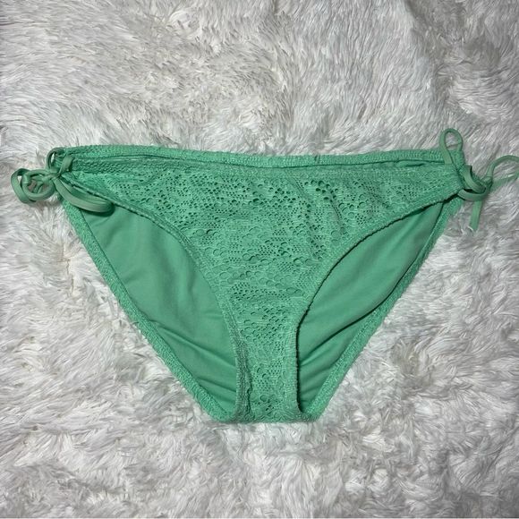 EUC Mossimo Mint Green Crochet Side Tie Bikini Bottom XL - Picture 3 of 13
